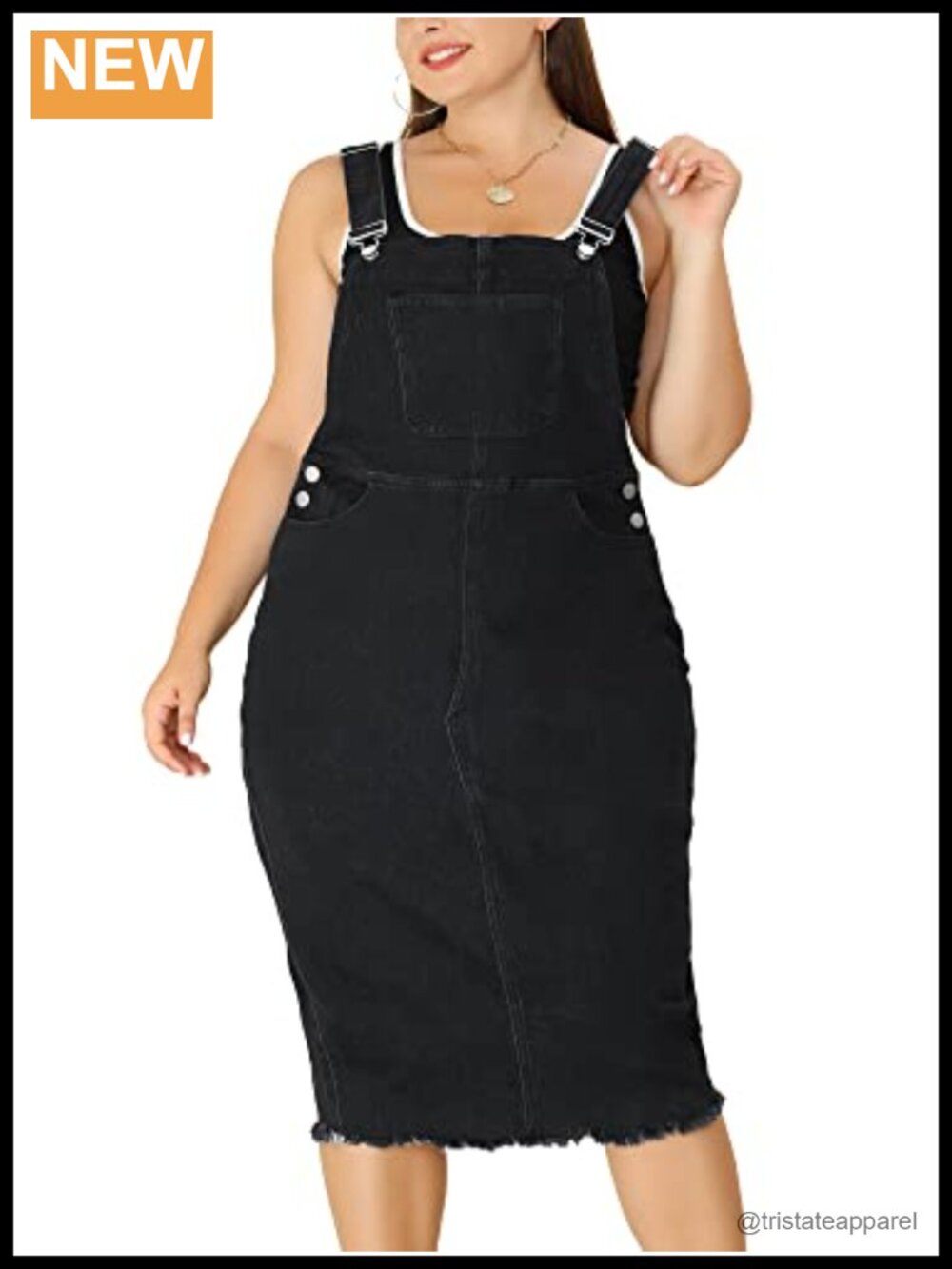 Plus Size Jean Overall Dress Knee Length Sleeveless Denim Jumper